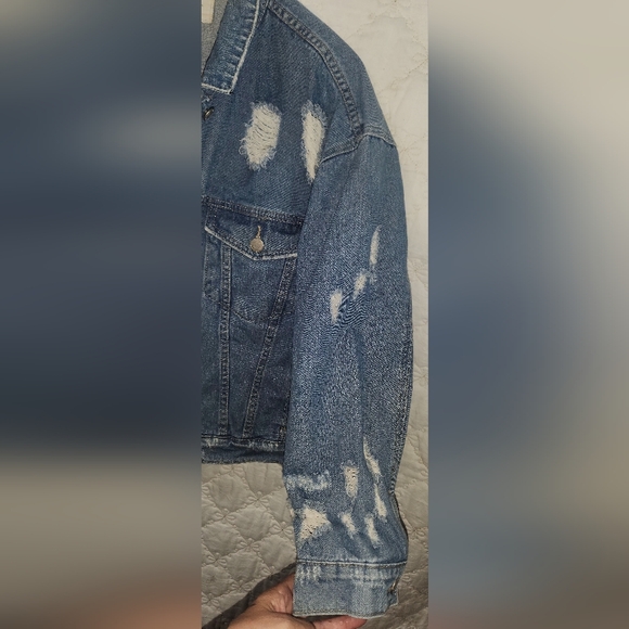 Vintage Women's Distressed Blue Denim Jacket By I&M JEANS Size LARGE - Picture 9 of 15